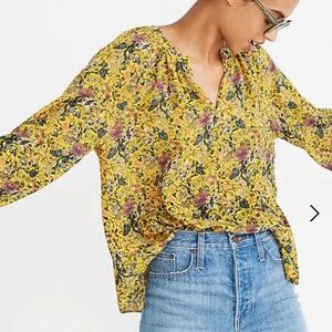 Karen Walker for Madewell Yellow Silk Floral
Gennaker Boho Blouse Top -M
